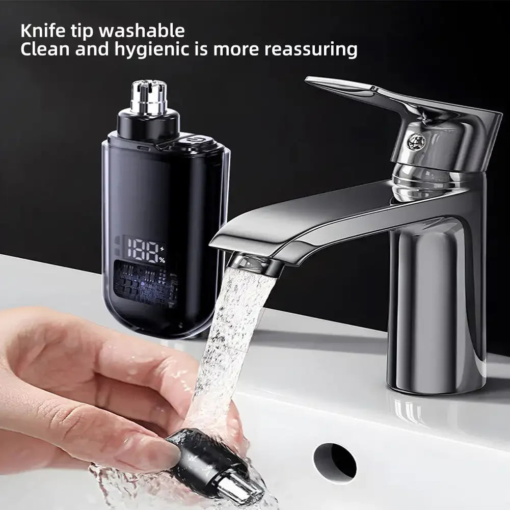 Portable Electric Nose Hair Trimmer – Type-C Charging, Rounded Blade, Men’s Mini Face Care Tool