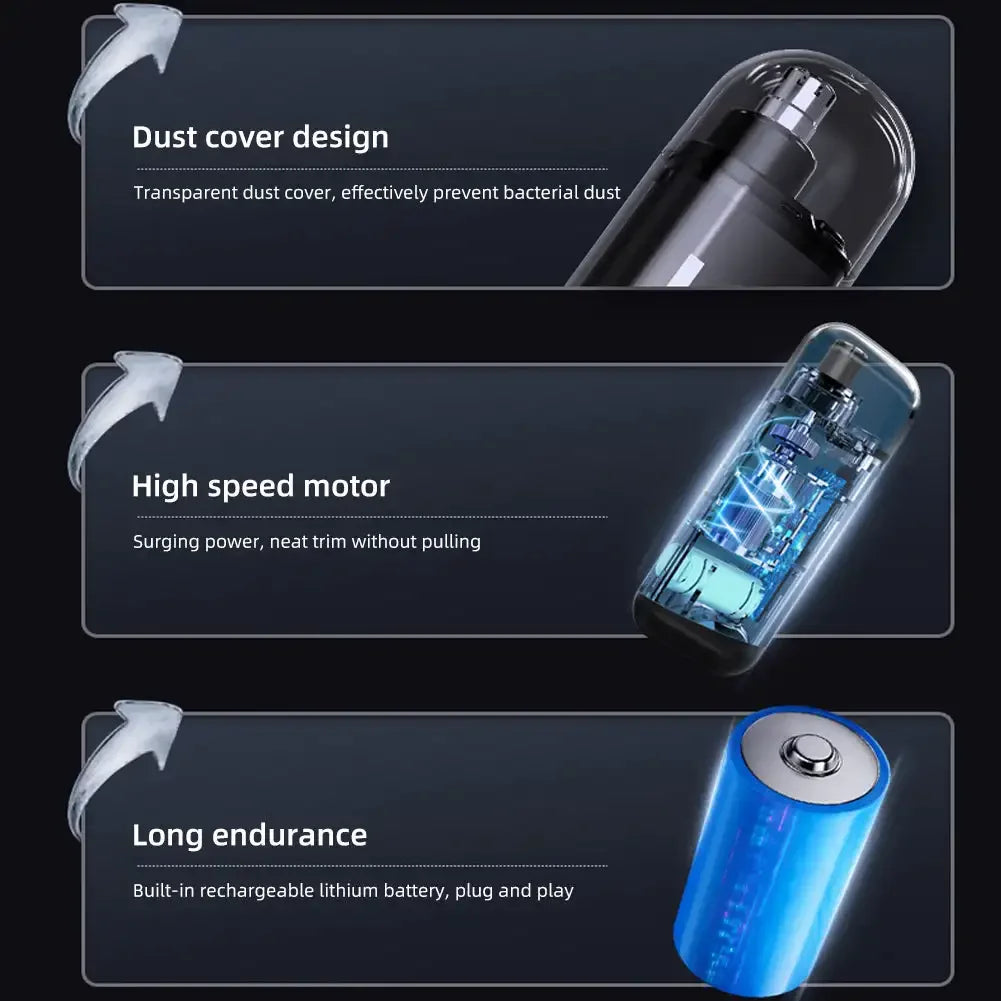 Portable Electric Nose Hair Trimmer – Type-C Charging, Rounded Blade, Men’s Mini Face Care Tool